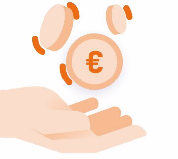 Icon que representa o dinheiro que recebe ao utilizar o Programa de Benefícios BPI. Icon de uma mão a receber moedas.