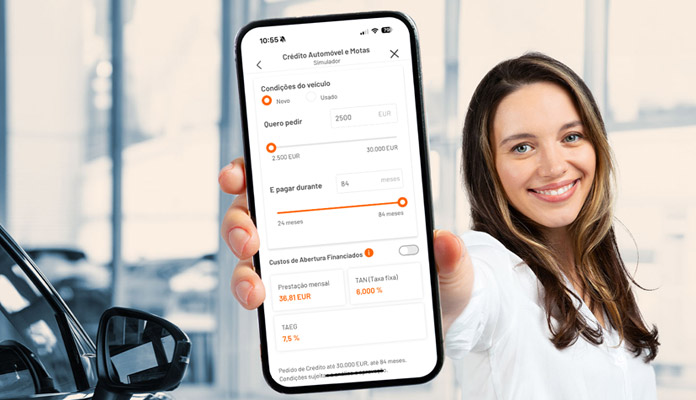 Simulador de Crédito Imediato Automóvel BPI.